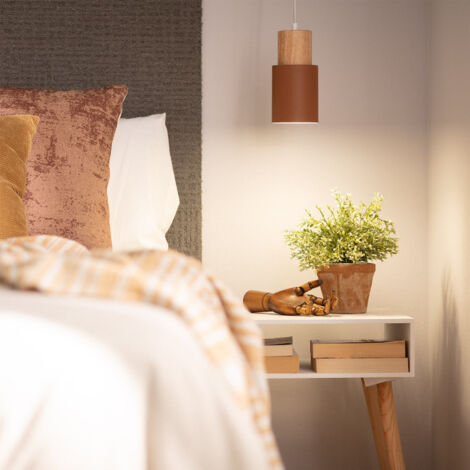 Pendelleuchte Metall und Holz Kidonge Braun