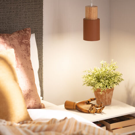 Pendelleuchte Metall und Holz Kidonge Braun