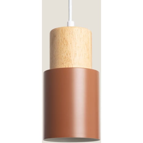 Pendelleuchte Metall und Holz Kidonge Braun