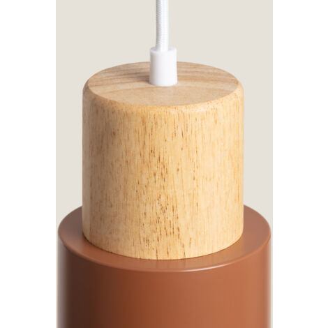 Pendelleuchte Metall und Holz Kidonge Braun