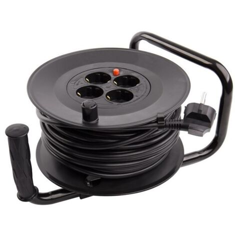 Kabelverlängerungsrolle 25m glatt 3x1.5 mm Schwarz