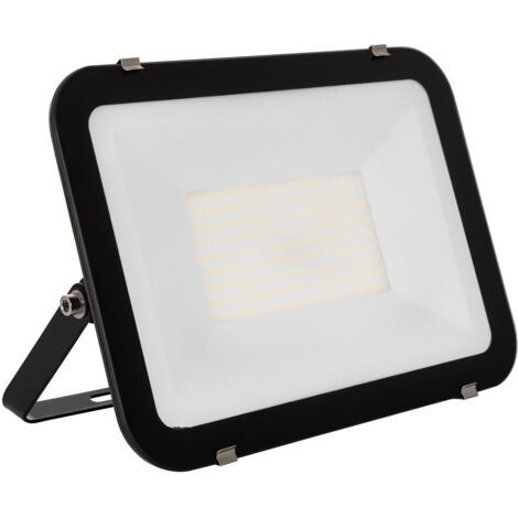 LEDKIA LED-Fluter 50W Slim Glas – 3000K Warmweiß, IP65, Schwarz, Für Innen & Außen