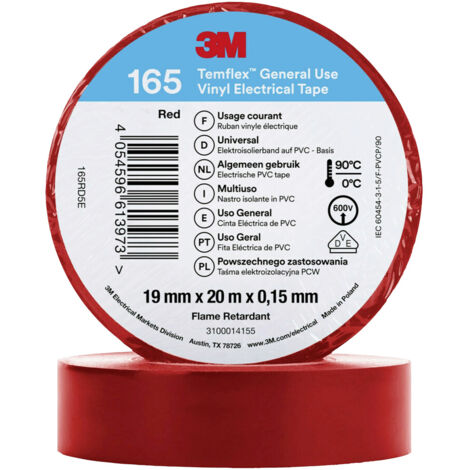 3M  165RD5E Isolierband  Rot (L x B) 20 m x 19 mm 1 St.