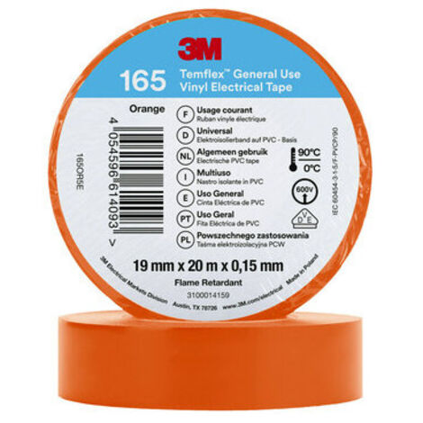 Isolierband Temflex 165 PVC 19mm x 20m 3M 7100184800 Orange