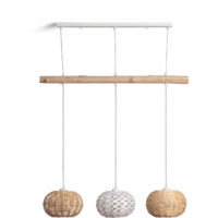 Pendelleuchte aus Rattan und Holz Linfen Natürlich