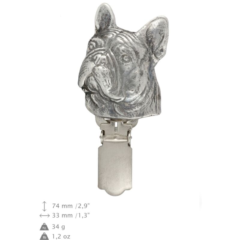 Targa in metallo vintage con bulldog francese e sapone da bagno