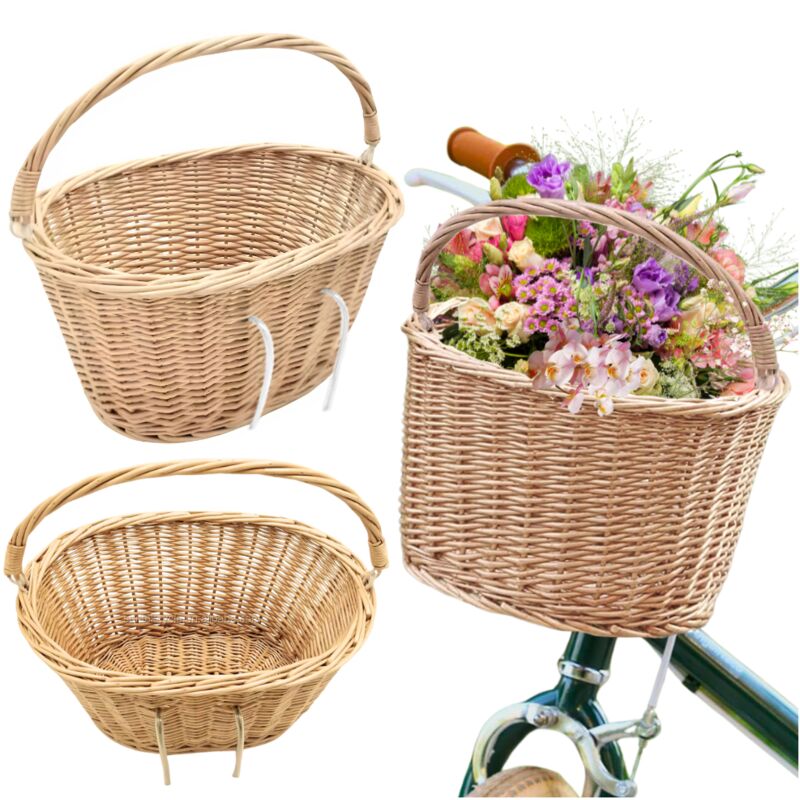 Bloomingville Cestino In Vimini Naturale E Blu - Cesto Portaoggetti Intrecciato A Mano In Alghe Marine - Diametro 30 X Altezza 23 Cm