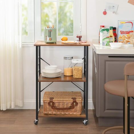 Scaffale mobile per mobile da cucina scaffale su ruote Carrello organizer 3 ripiani + gancio
