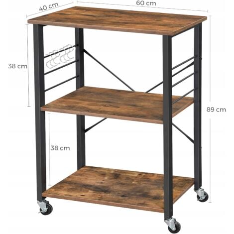 Scaffale mobile per mobile da cucina scaffale su ruote Carrello organizer 3 ripiani + gancio