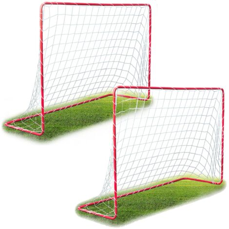 Set 2 Porte Da Calcio Da Giardino 120x90x90cm - In Fibra Di Vetro, Con Rete E Picchetti, Portatile - Foto 3