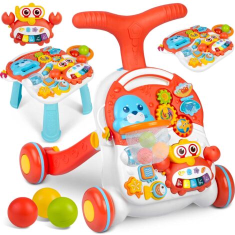 Tavolo Educativo In Legno Per Bambini 6+ Mesi - Con Tamburo, Labirinto, Animali E Giochi Sensoriali
