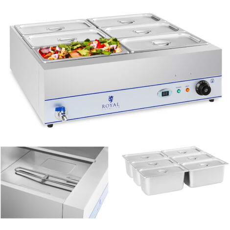 Scaldabagno a bagnomaria con rubinetto 6 x GN 1/3 2000W 230V Royal Catering