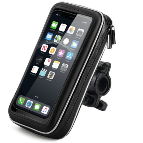 Custodia per telefono con supporto da manubrio per bicicletta, moto, scooter, nera (1/5)