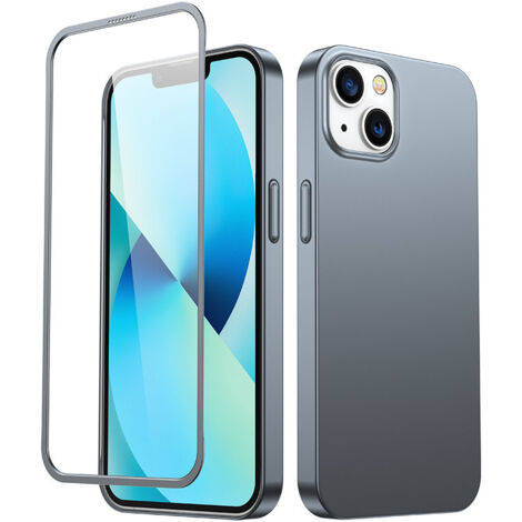 Cover custodia per iPhone 13, custodia posteriore e anteriore + vetro temperato, grigio (1/5)