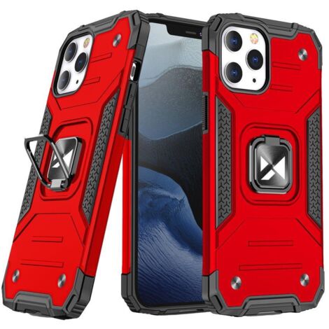 Custodia corazzata per iPhone 14 Pro, supporto magnetico, Ring Armor, rossa (1/5)