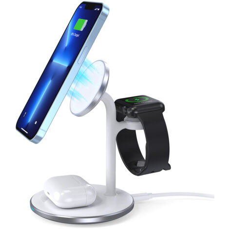 Caricabatterie Wireless 3 In 1 JoyGeek - Per IPhone, Apple Watch E AirPods - Stazione Di Ricarica Compatta - Foto 3