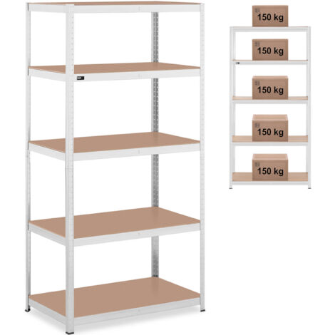 Scaffale portaoggetti in metallo 5 ripiani 750 kg 100 x 60 x 197 cm grigio (1/5)