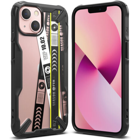 Custodia blindata con cornice per iPhone 13 mini Fusion X Design Ticket band, nera (1/5)
