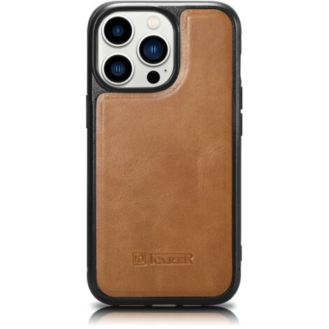 Custodia rivestita in pelle naturale per iPhone 14 Pro Max Leather Oil Wax marrone chiaro (1/5)