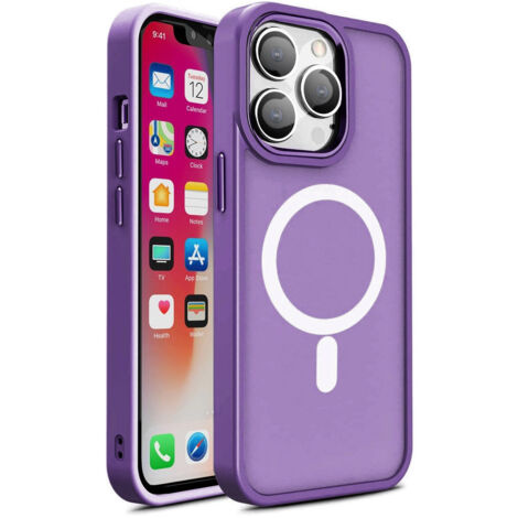 Custodia magnetica con MagSafe per iPhone 15, fori per cordino viola (1/5)