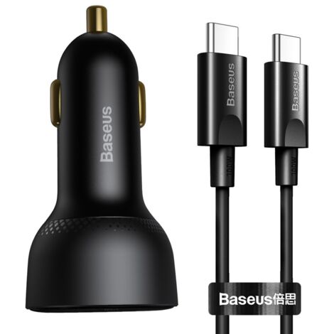 Hoco NZ9 Caricabatterie Auto Rapido 95W, 2 Porte USB-C E 1 USB-A, Con Power Delivery E Quick Charge, Nero