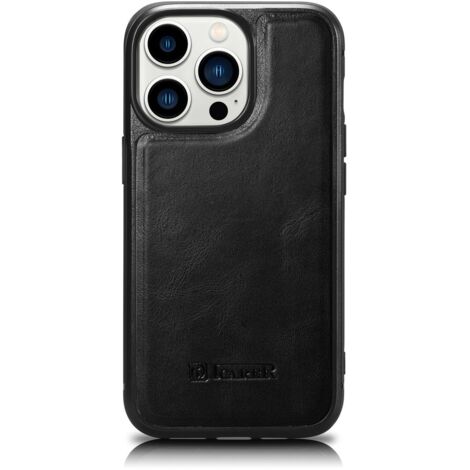 Custodia rivestita in pelle naturale per iPhone 14 Pro Max Leather Oil Wax nera (1/5)