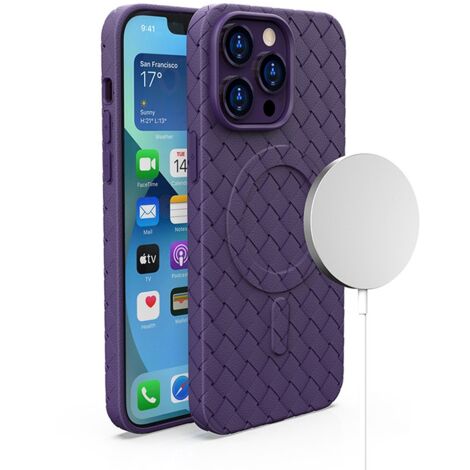 Custodia intrecciata per iPhone 15 Pro con custodia in tessuto MagSafe, viola (1/5)