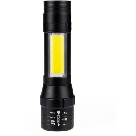 TORCIA TATTICA LED COB ZOOM T6 RICARICABILE