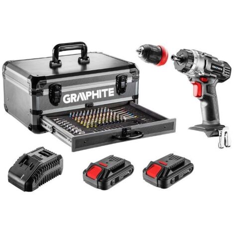 Set Energy+ in valigetta di alluminio: trapano avvitatore 2x18V/2.0Ah, 10 mm, impugnatura removibile + 109 accessori (1/5)