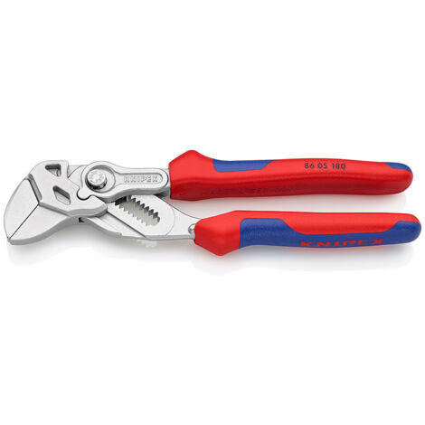KNIPEX 86 05 180 Pinza chiave pinza e chiave in un unico utensile con manici multicomponente cromata 180 mm
