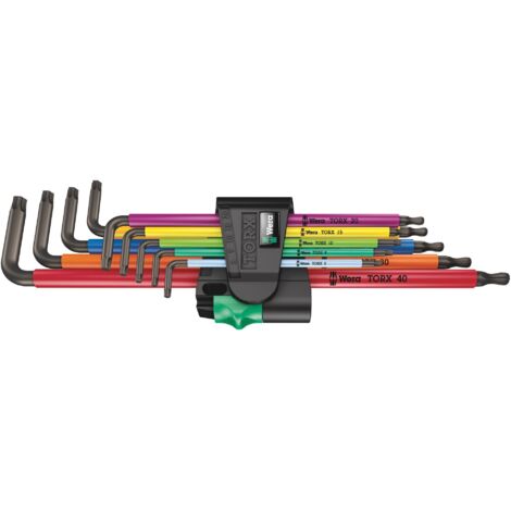 Set di cacciaviti a brugola 967/9 TX XL 9 pezzi T8-T40 codificati a colori, lungo