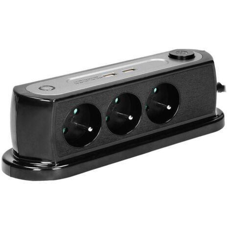 Prolunga da scrivania con interruttore 3x2P+Z, 2xUSB 1,4 m - ON-13190/B (1/5)