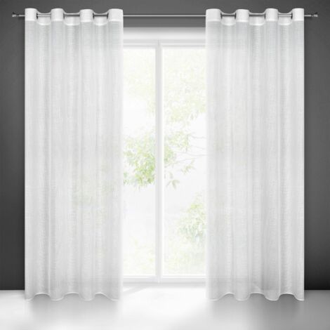 Tenda con occhielli in lino bianco 140x270 cm Dolce | Maisons du Monde