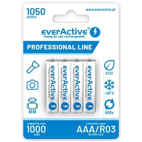 Batterie AAA/R03 everActive Professional Line da 1050 mAh, confezione da 4 pezzi (1/2)