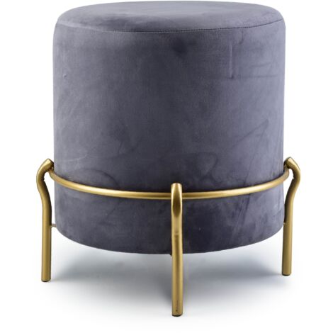 4x Pouf grigio in velluto 40x40x40