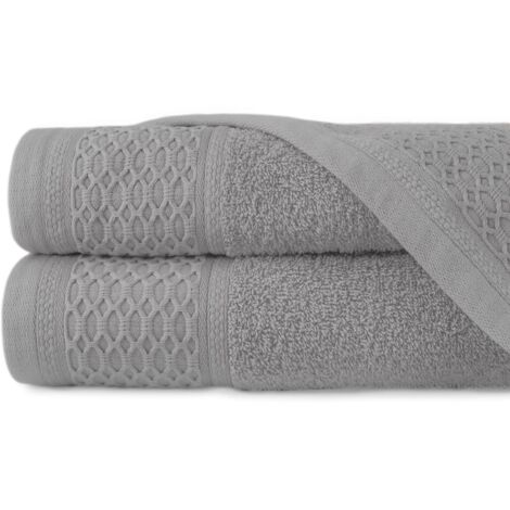 Set Asciugamani Herzbach Home 100% Cotone 70x140 Cm - Grigio Sabbia Con Disegno Zig Zag | Assorbente E Morbido - Foto 4