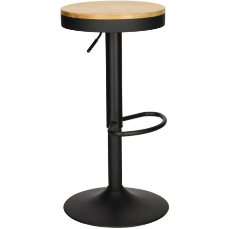 Sgabello Girevole Con 5 Ruote Display4top - Sedile Imbottito In Pelle PU, Altezza Regolabile 42-60 Cm