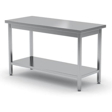 Tavolo da cucina centrale in acciaio con ripiano 140x60cm - Hendi 811535 (1/2)