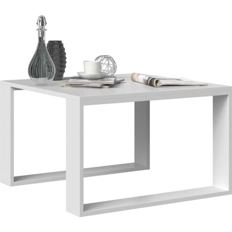 Tavolino alzabile con LED - con contenitore - effetto lucido - Bianco
