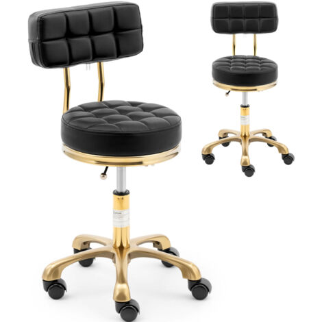 Sgabello Da Lavoro Girevole Lotz In PP Nero Con Ruote E Schienale - Altezza Regolabile 52-72 Cm