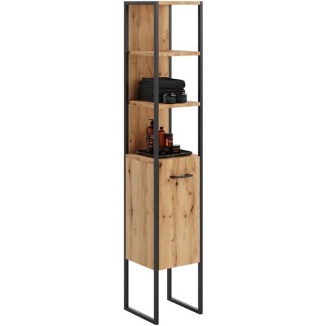Meuble Vasque Salle De Bain 3 Pièces - Colonne + Panneaux En Bois Vieilli 5 Mm (neuf)