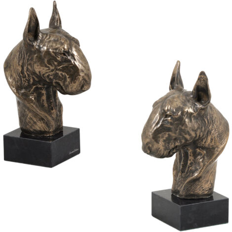 Bull Terrier, Bull Terrier I - statuetta di cane, busto su base in pietra, scultura, trofeo per l'esposizione canina del marchio Art-Dog