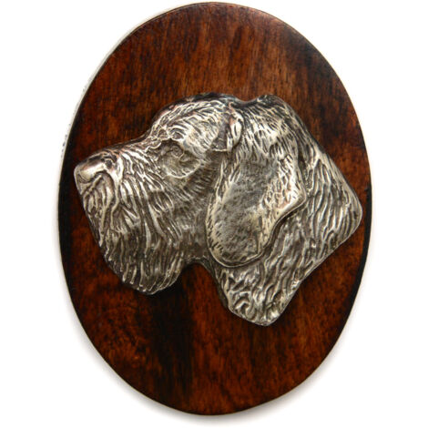 Bracco tedesco a pelo duro, Drahthaar - spilla per esposizione canina, fermaglio per numero di partenza, spilla per cani di Art-Dog