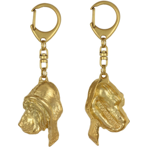 Barboncino - portachiavi a forma di cane placcato in oro in una scatola regalo, decorazione per