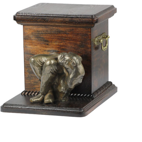 Urna Funeraria In Legno E Metallo, Nero Opaco Con Incisioni Argentate, Fatta A Mano In India. Grande, Con Coperchio A Vite E Borsa Inclusa. Capacità Per Adulti. - 5