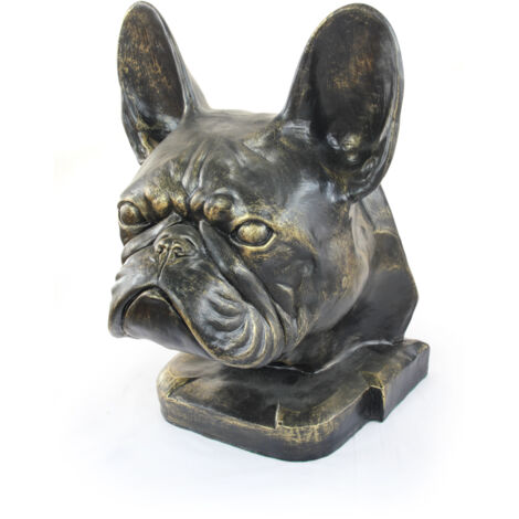 Bulldog Francese - Busto Di Cane, Grande Statuetta, Testa Di Cane Su Base In Pietra Decorazione Per Ufficio Di Art Dog 86271323 - Foto 4