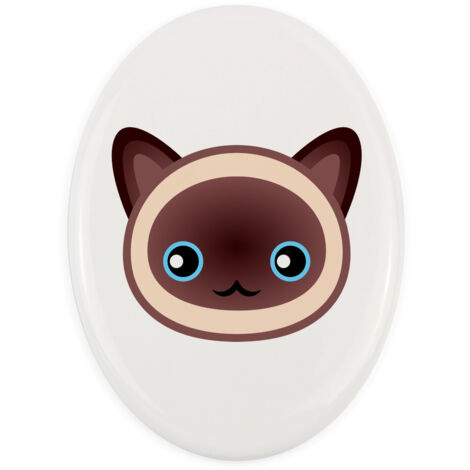 Siamese - piastrella in ceramica per tomba con grafica e iscrizione di Art-Dog
