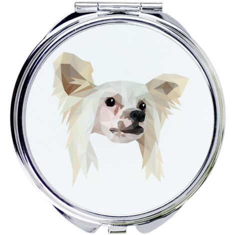 Chinese Crested - specchio con foto e iscrizione geometrica di Art-Dog