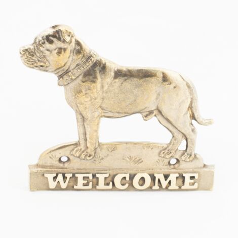 OriginDesigned Cartello Beware of the Dog (Staffordshire Bull Terrier), facile da vedere, avviso per interno/esterno, cartello deterrente (argento), 145 mm x 95 mm
