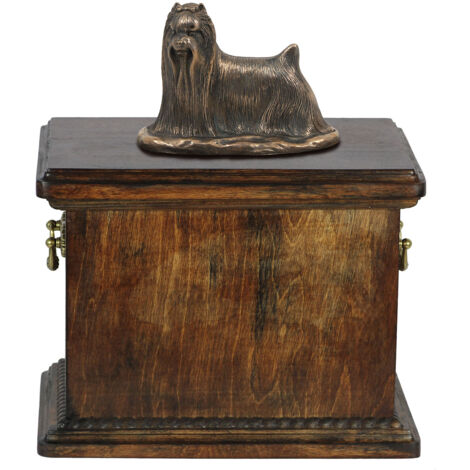 Urna Per Ceneri Cane In Legno 16x11x11cm - Con Cornice Foto, Borsa Flanella, Commemorativa Per Animali